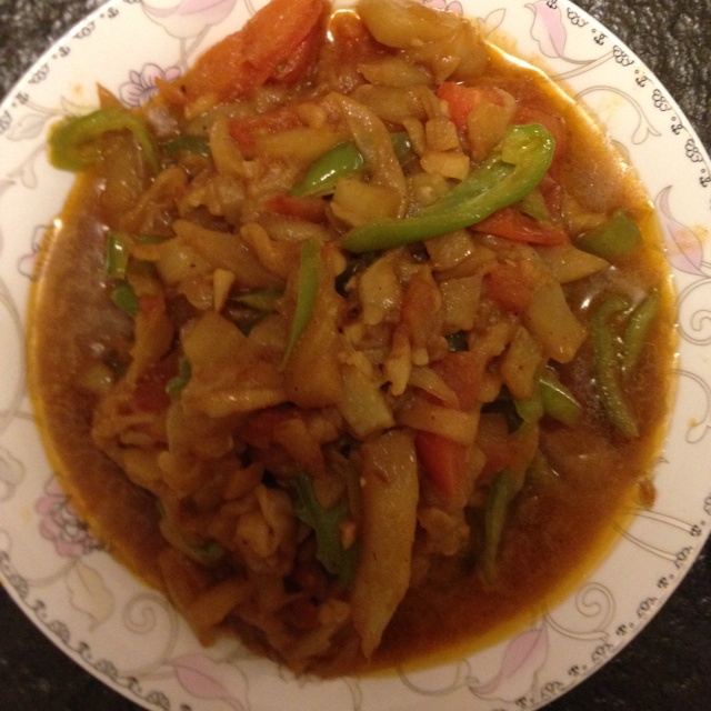 西红柿尖椒炒茄子