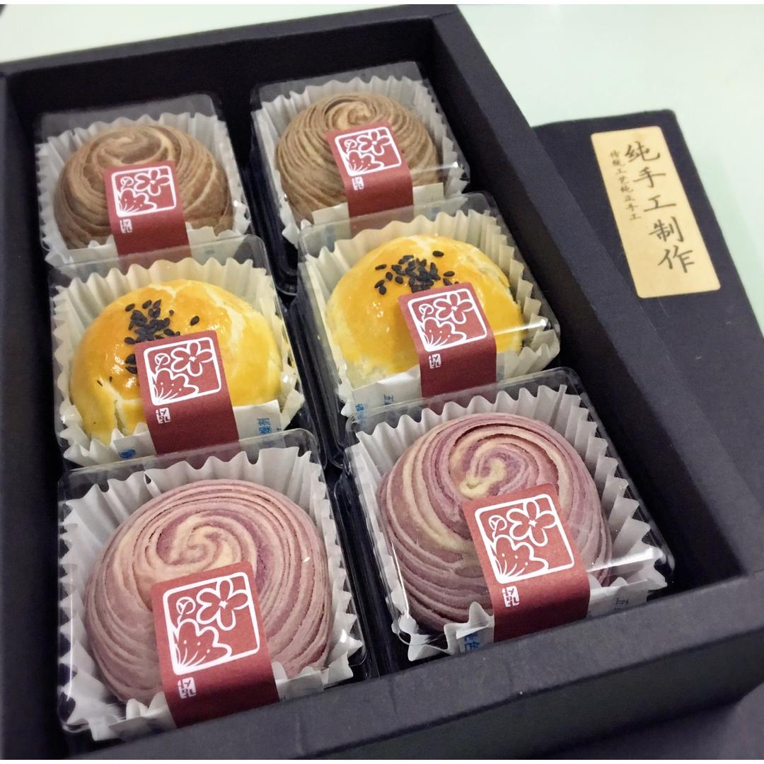 蛋黄酥~紫薯、抹茶、原味~花好月圆，中秋快乐~内附一次做六色蛋黄酥方法~