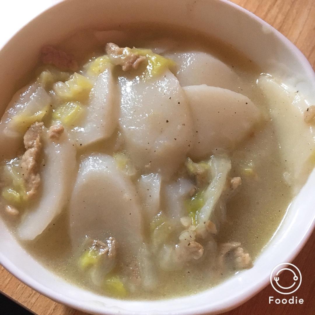 肉丝白菜炒年糕