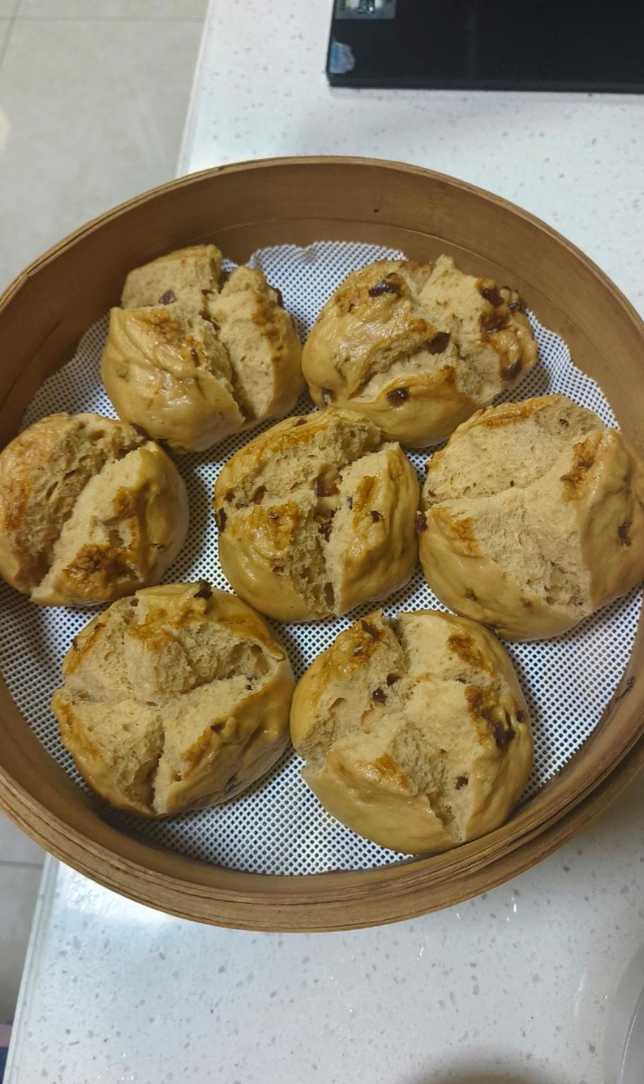 容易开花的红糖红枣馒头