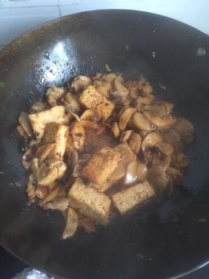 老豆腐，杏鲍菇，肉片辣炒的做法 步骤2