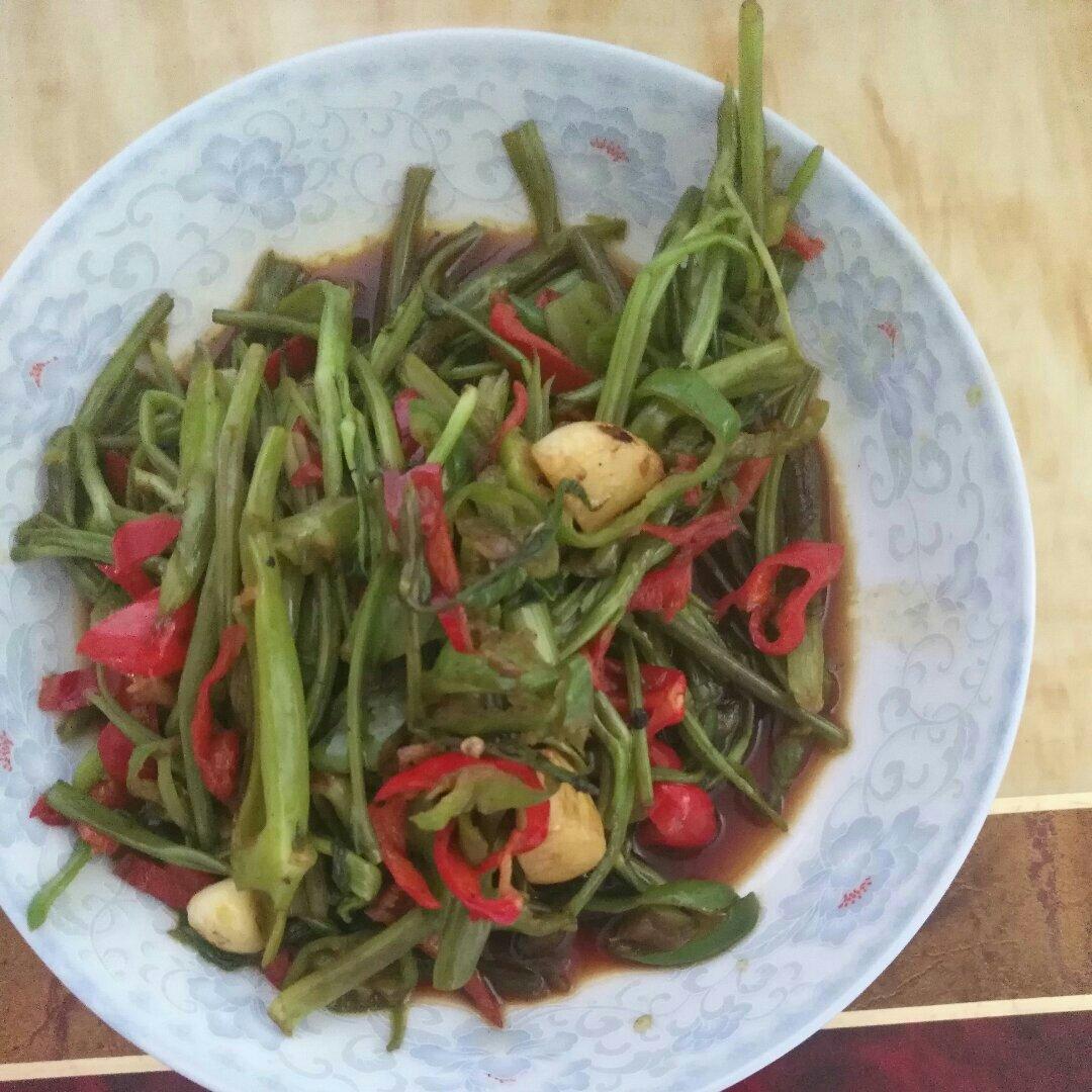 空心菜杆炒辣椒
