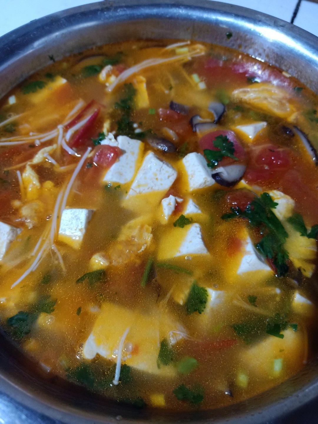 西红柿菌菇豆腐汤