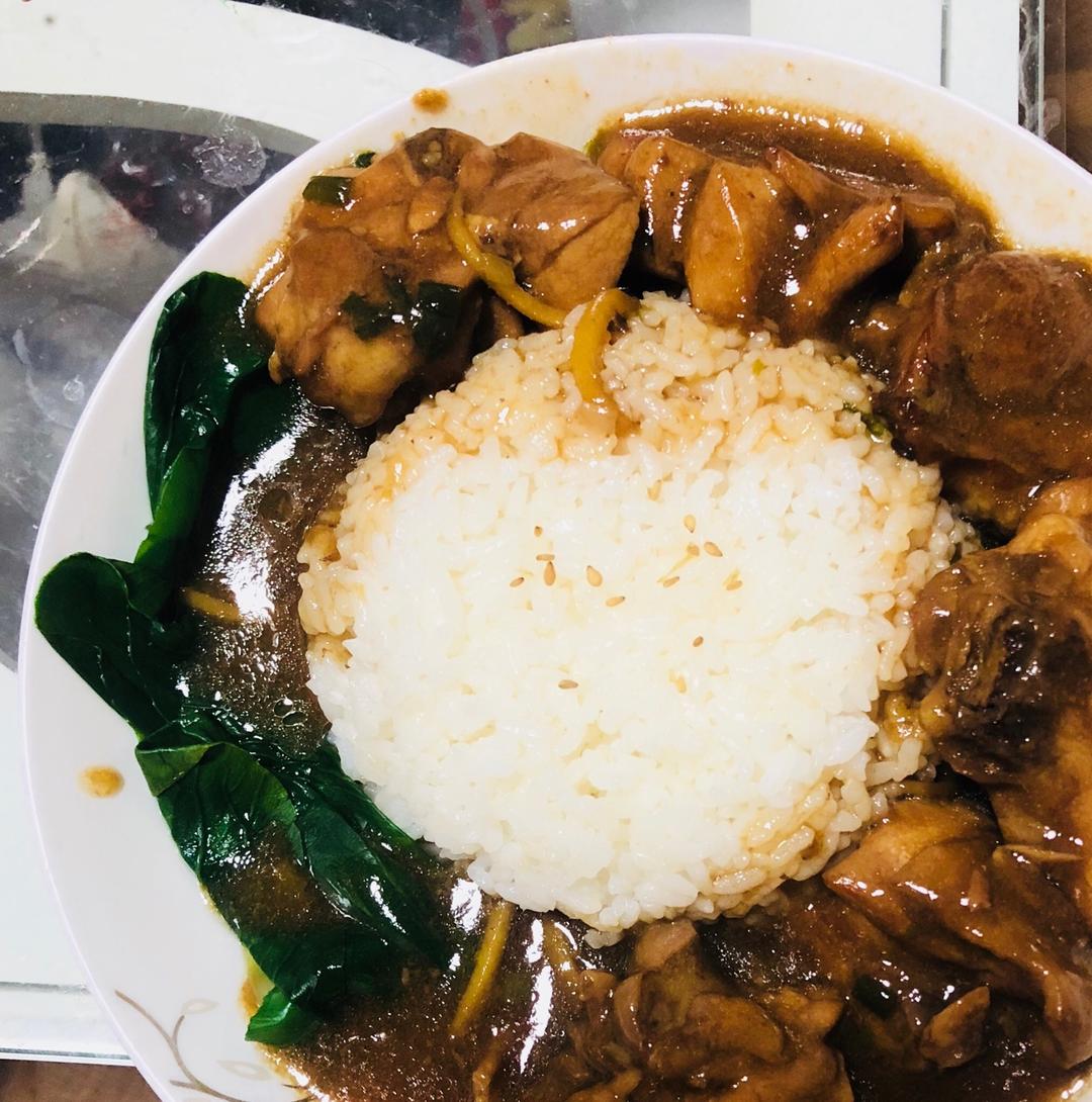 简单的香煎鸡腿盖浇饭