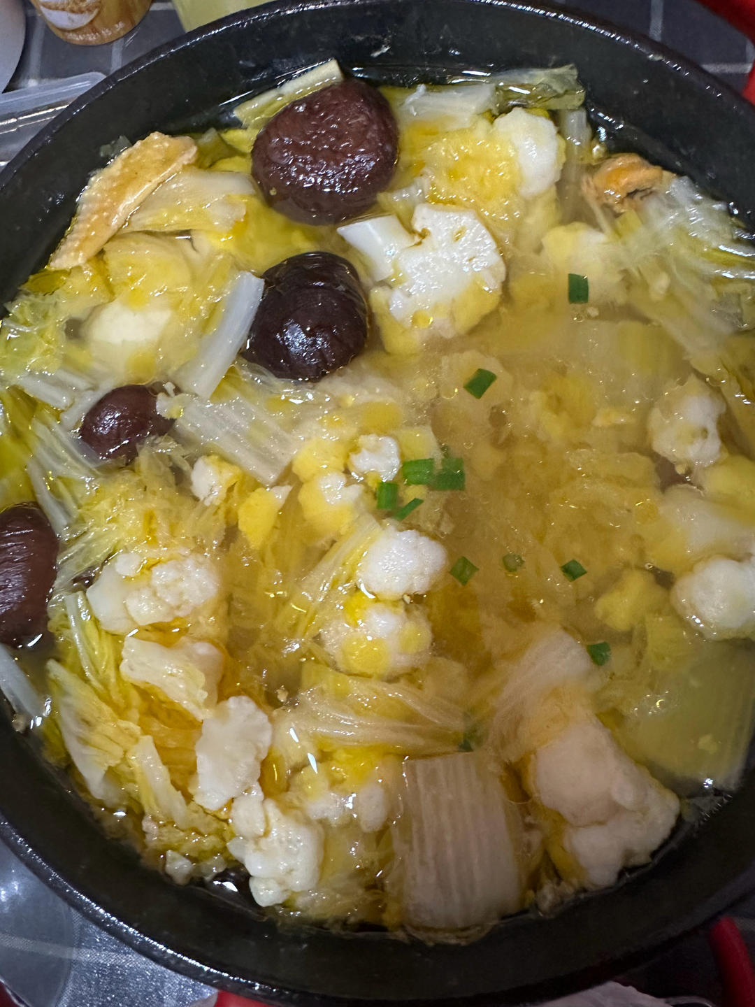 冬笋香菇花菜鸡汤