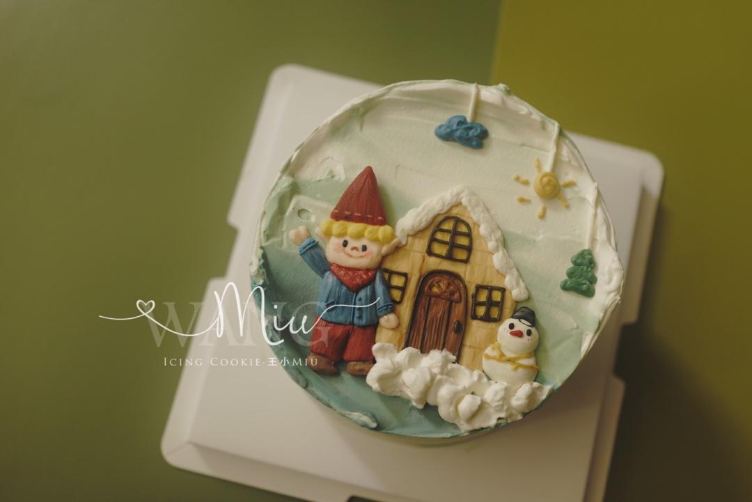 韩式简约奶油霜手绘蛋糕