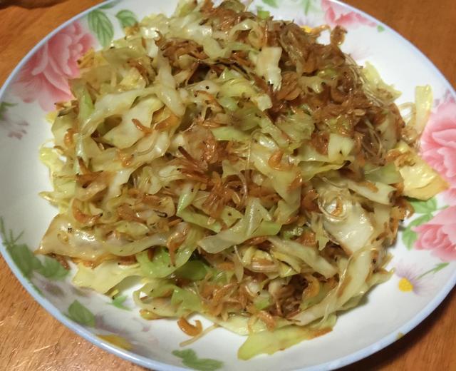 粉丝虾皮炒椰菜的做法