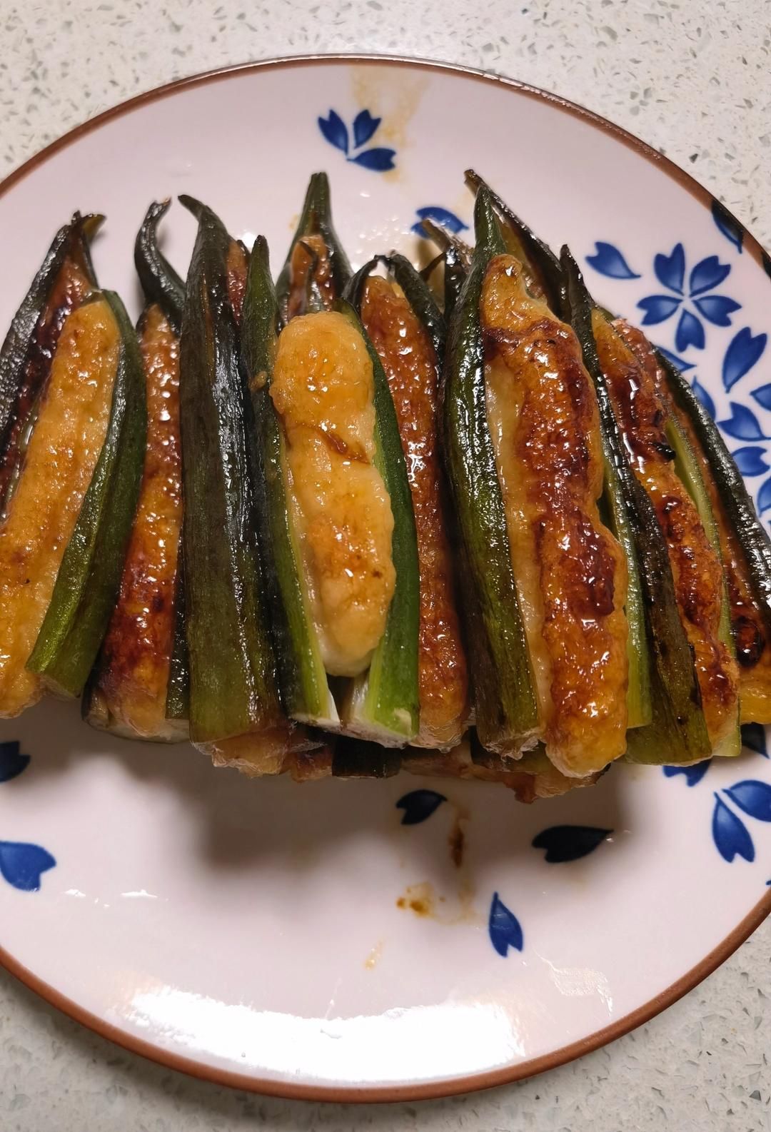 虾滑酿秋葵
