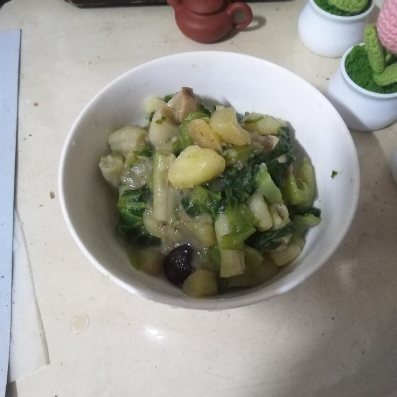 【无油素食】青菜熬土豆2