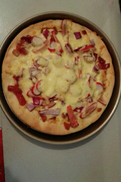 新奥尔良鸡肉蘑菇披萨（附超简单饼坯做法）