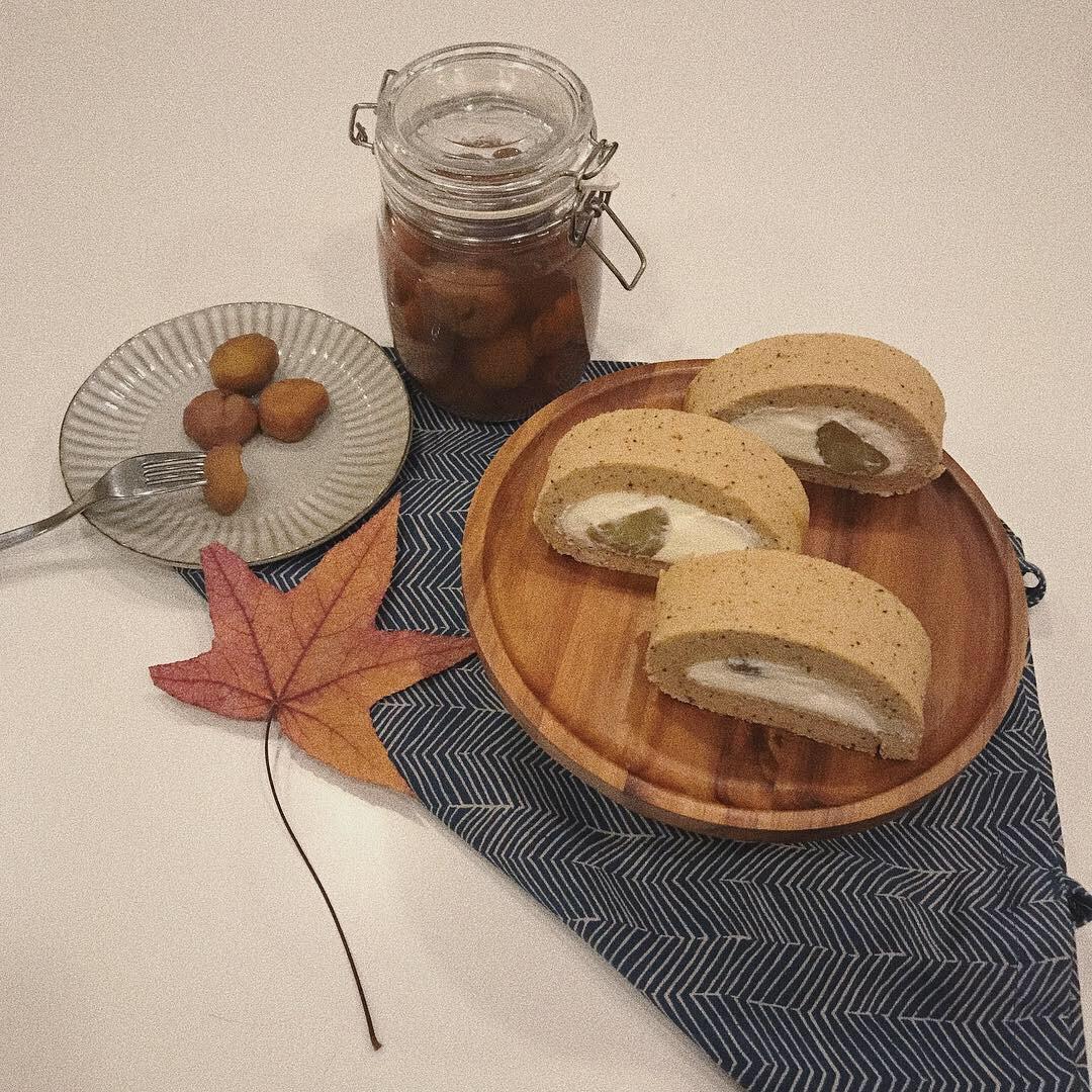 一个栗子卷（红茶蛋糕体）