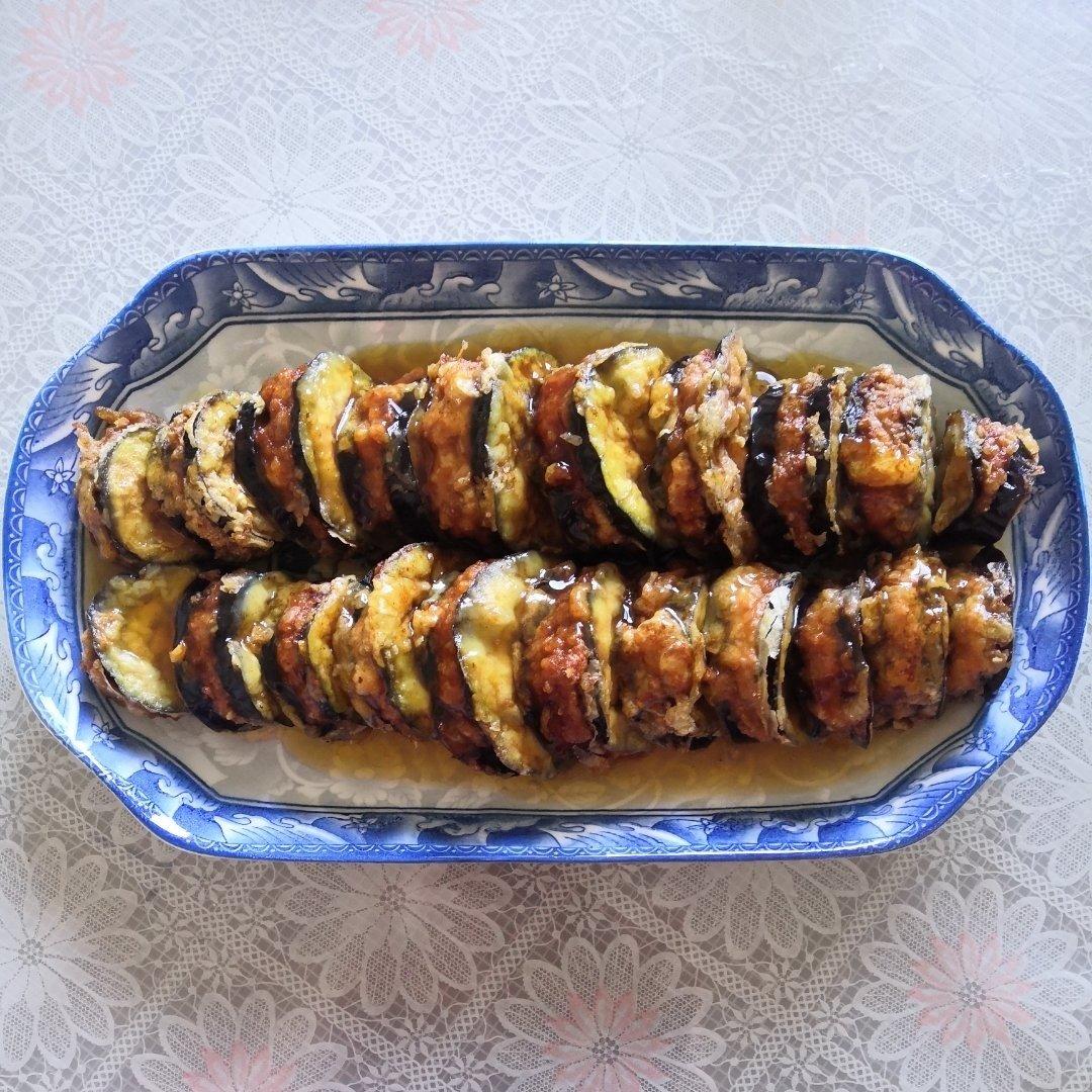 茄子肉末酿虾仁。