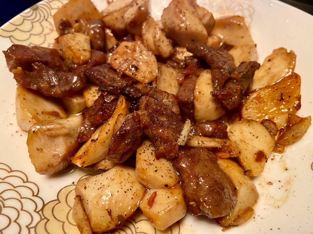 杏鲍菇炒牛肉粒