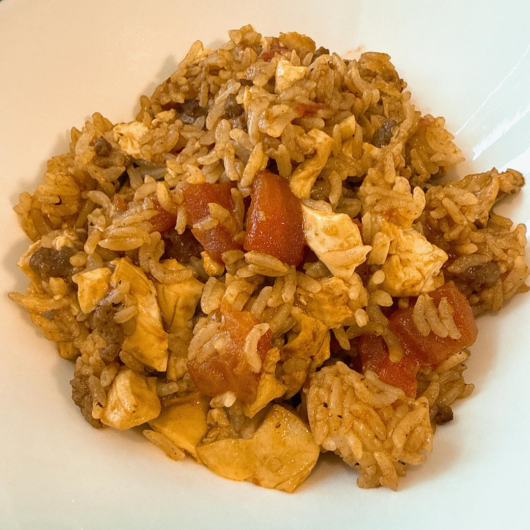 番茄牛肉沫豆腐拌饭