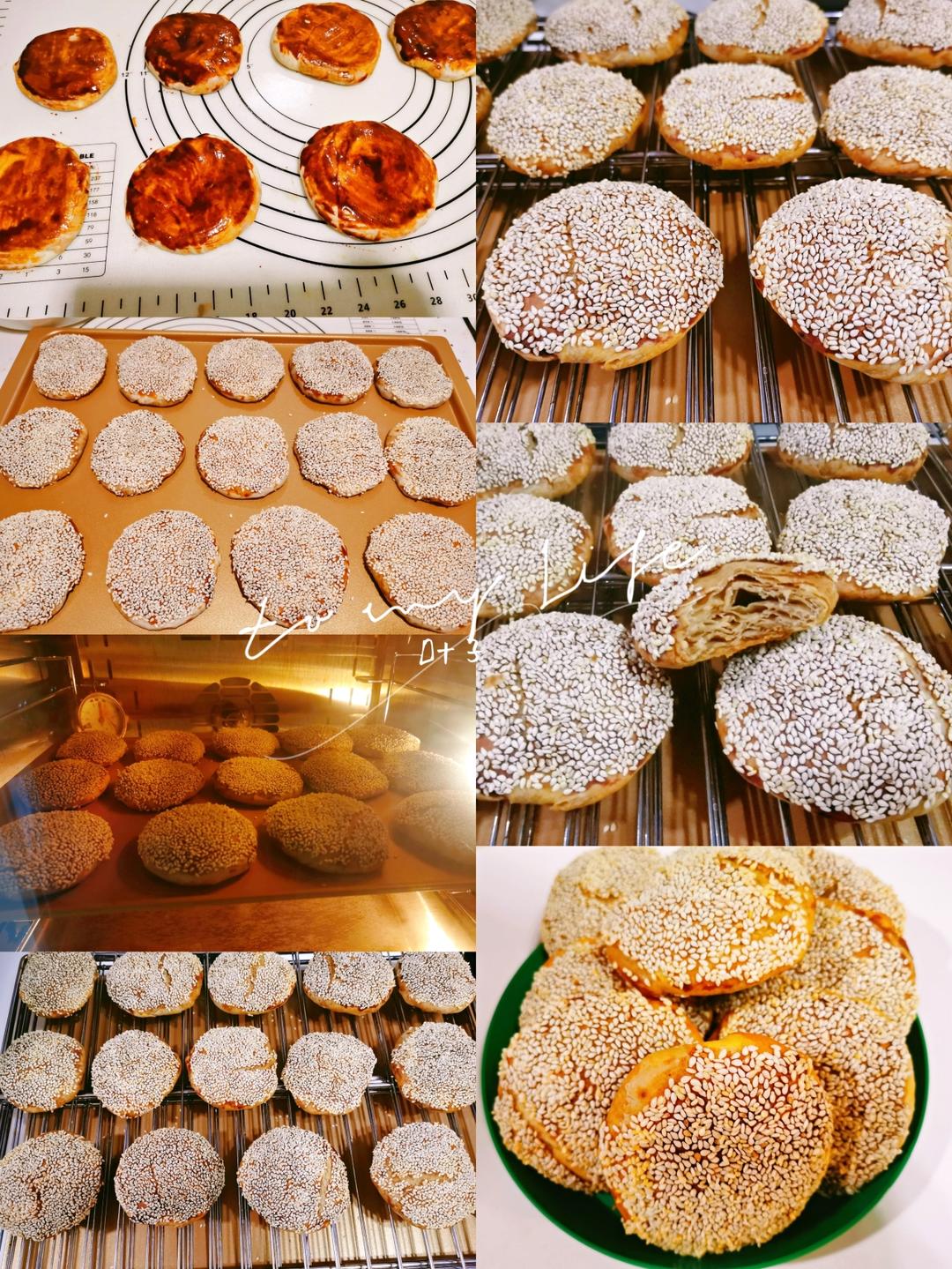 抻出来的千层麻酱烧饼   这么做层次丰富   复刻还原老北京芝麻酱烧饼  附手法视频