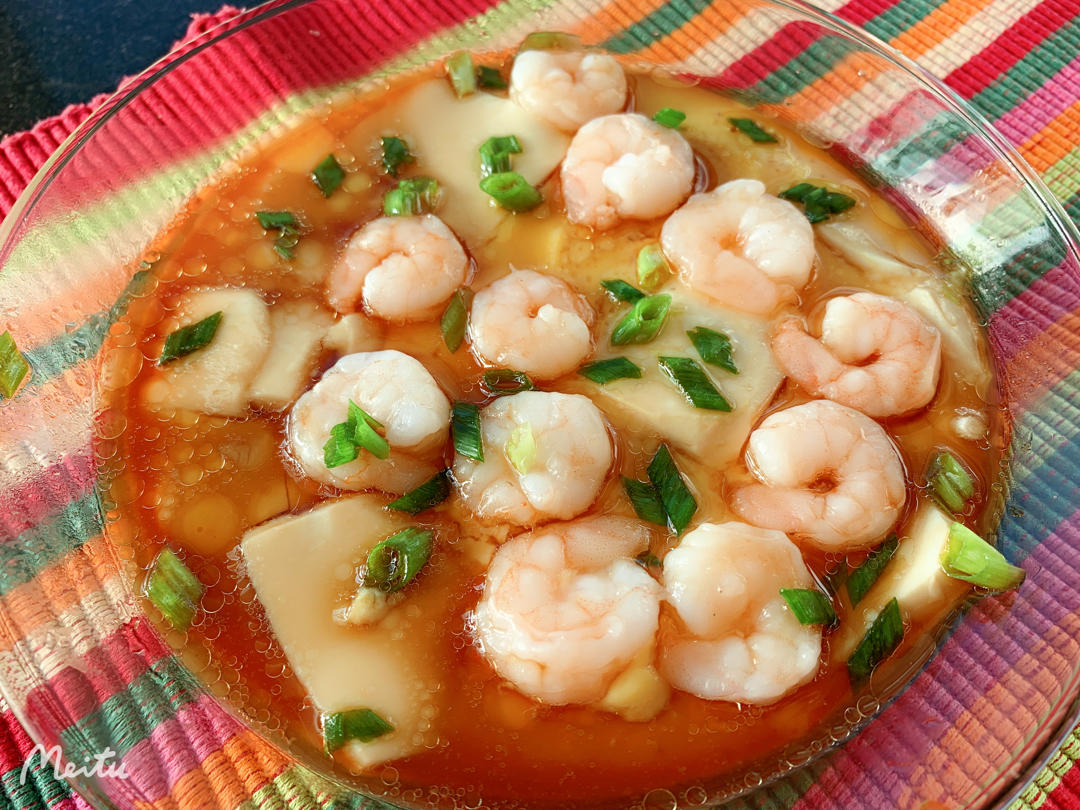 虾仁豆腐蒸水蛋