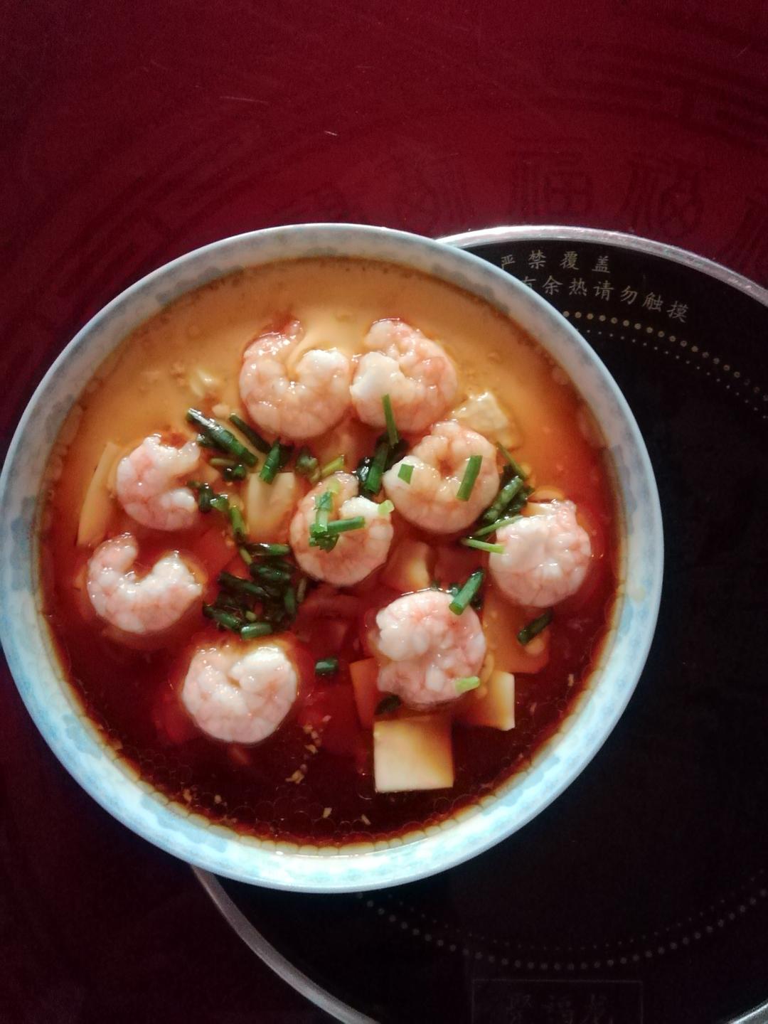 虾仁豆腐蒸水蛋