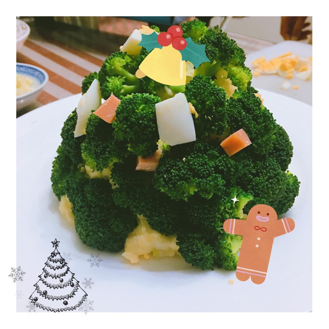 圣诞树沙拉的详细制作方法（西兰花土豆泥圣诞花环）