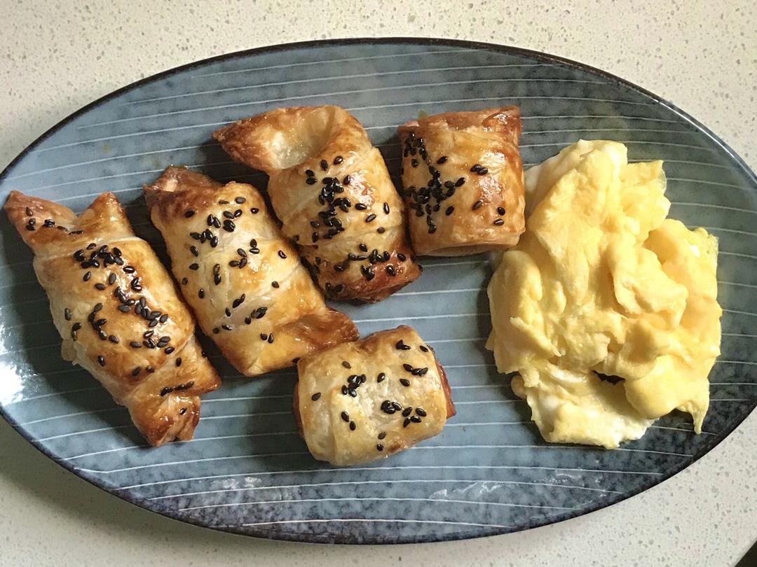 快手早餐：手抓饼变可颂面包（空气炸锅）