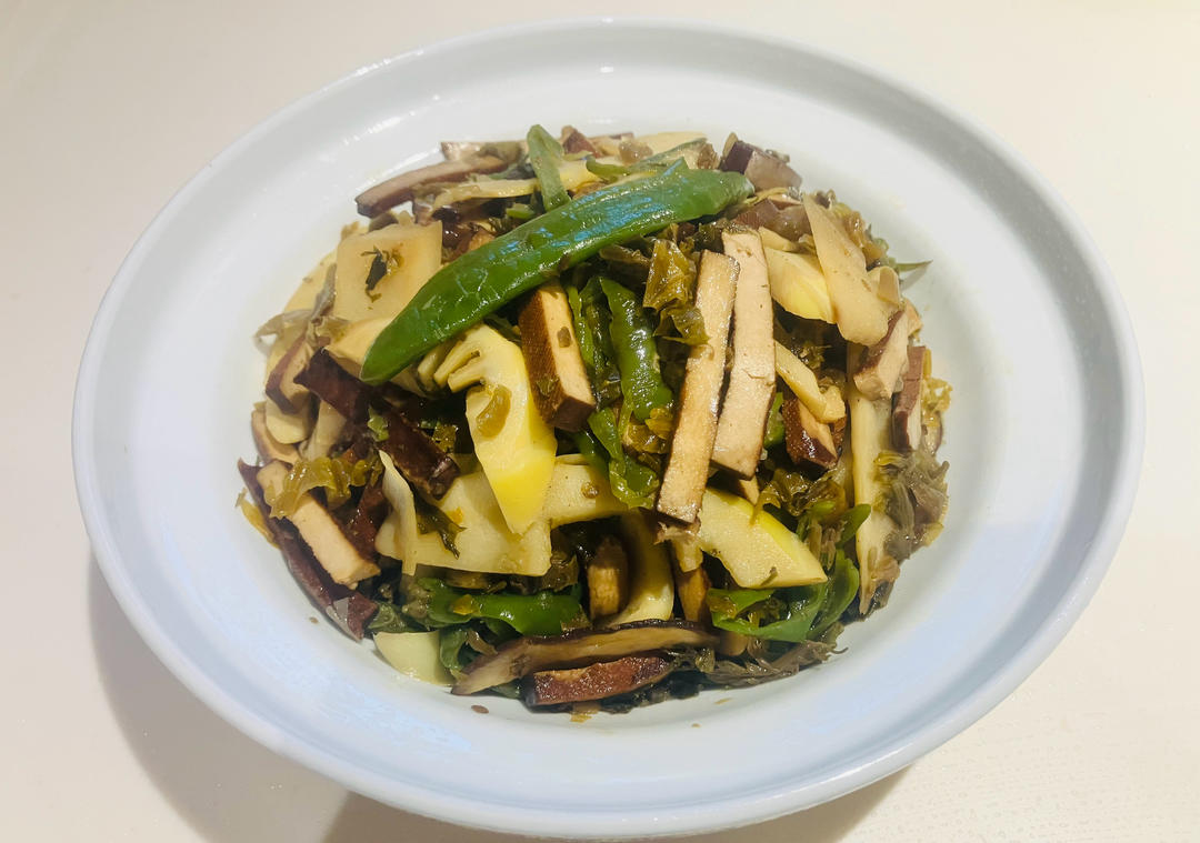 #444 杭州春菜-倒笃菜炒杭椒春笋豆干香菇
