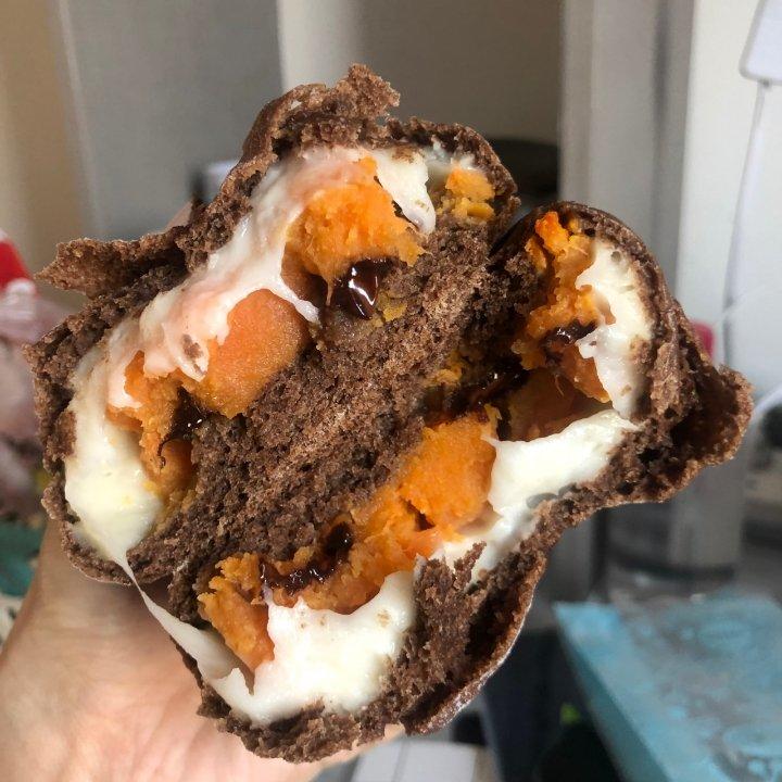 无油无糖无蛋低卡低脂全麦麻薯南瓜(紫薯、芋泥)欧包-减肥必备