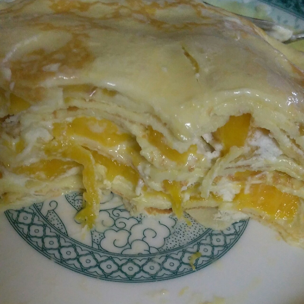 自己的宝贝做的芒果千层饼