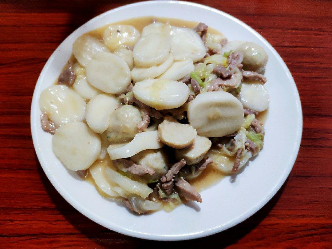 白菜肉丝炒年糕