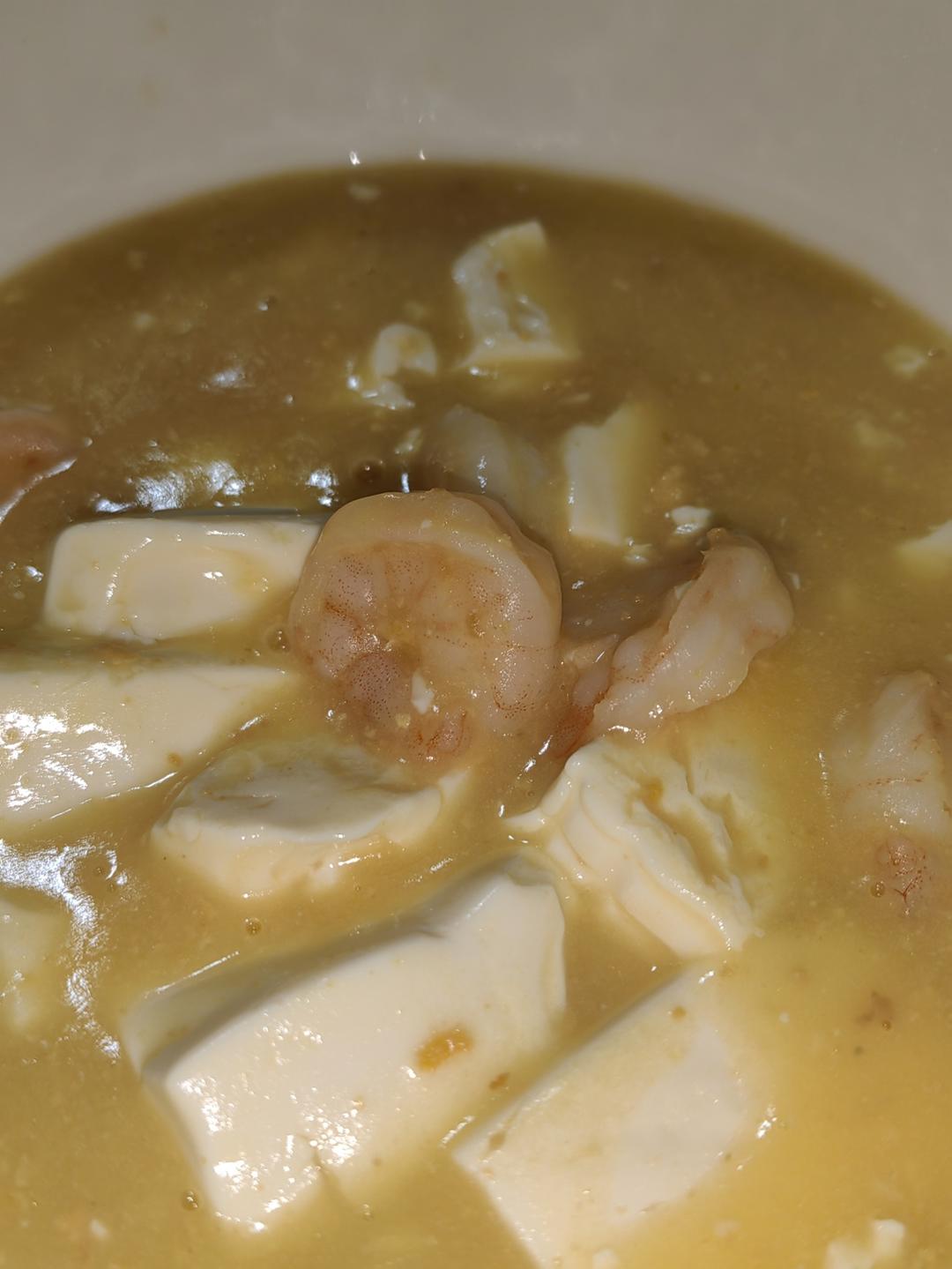 鸡蛋虾仁烩内酯豆腐