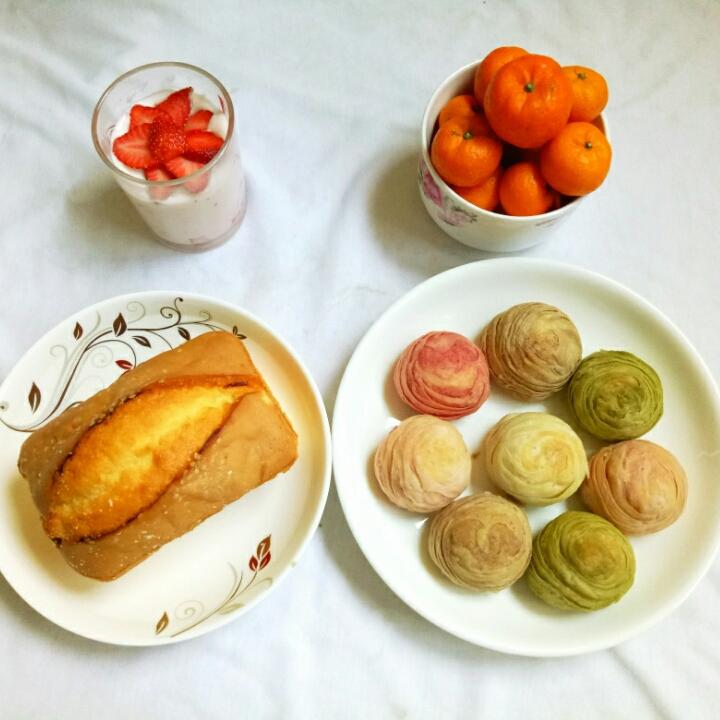 蛋黄酥~紫薯、抹茶、原味~花好月圆，中秋快乐~内附一次做六色蛋黄酥方法~