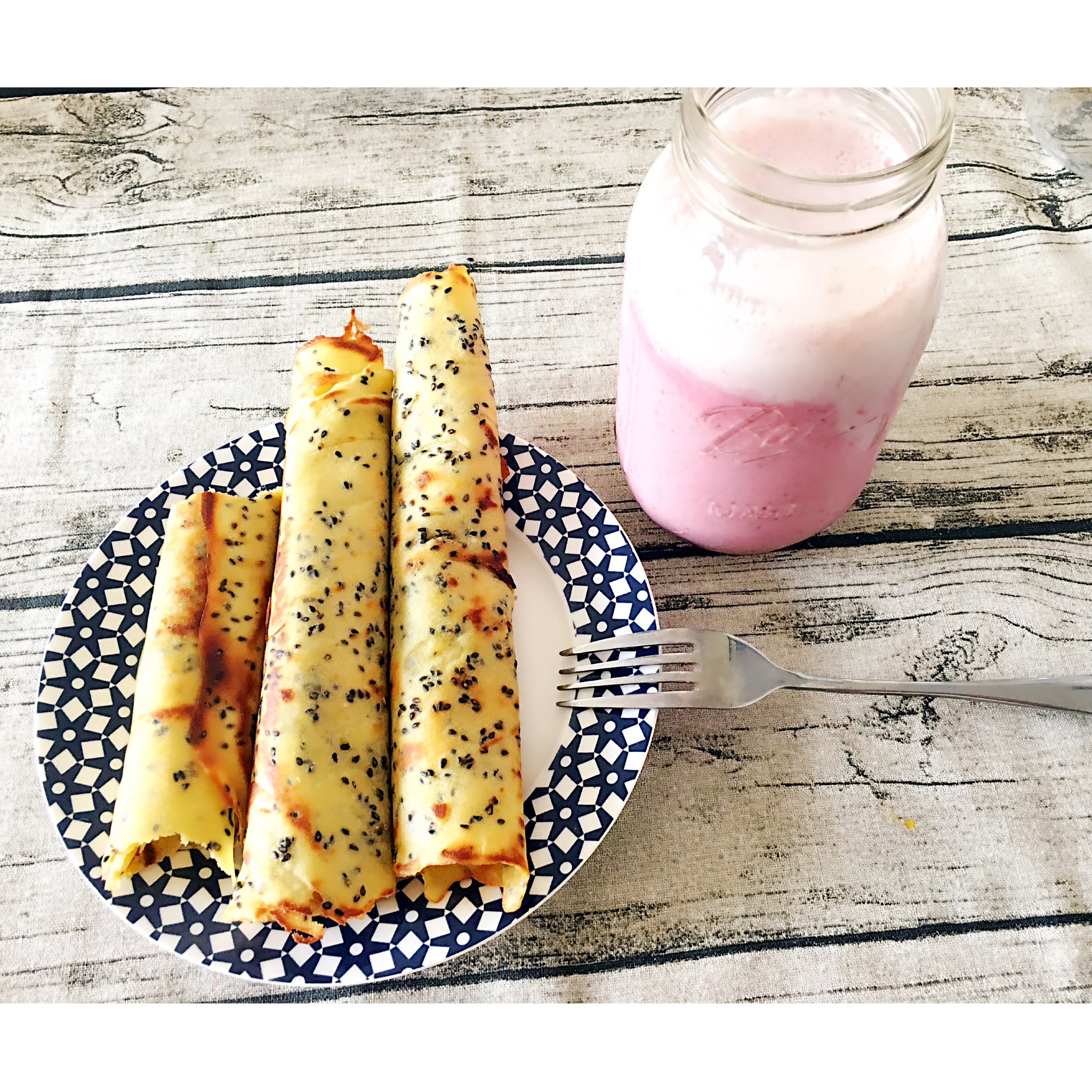 五色香脆黑芝麻蛋卷-平底锅版