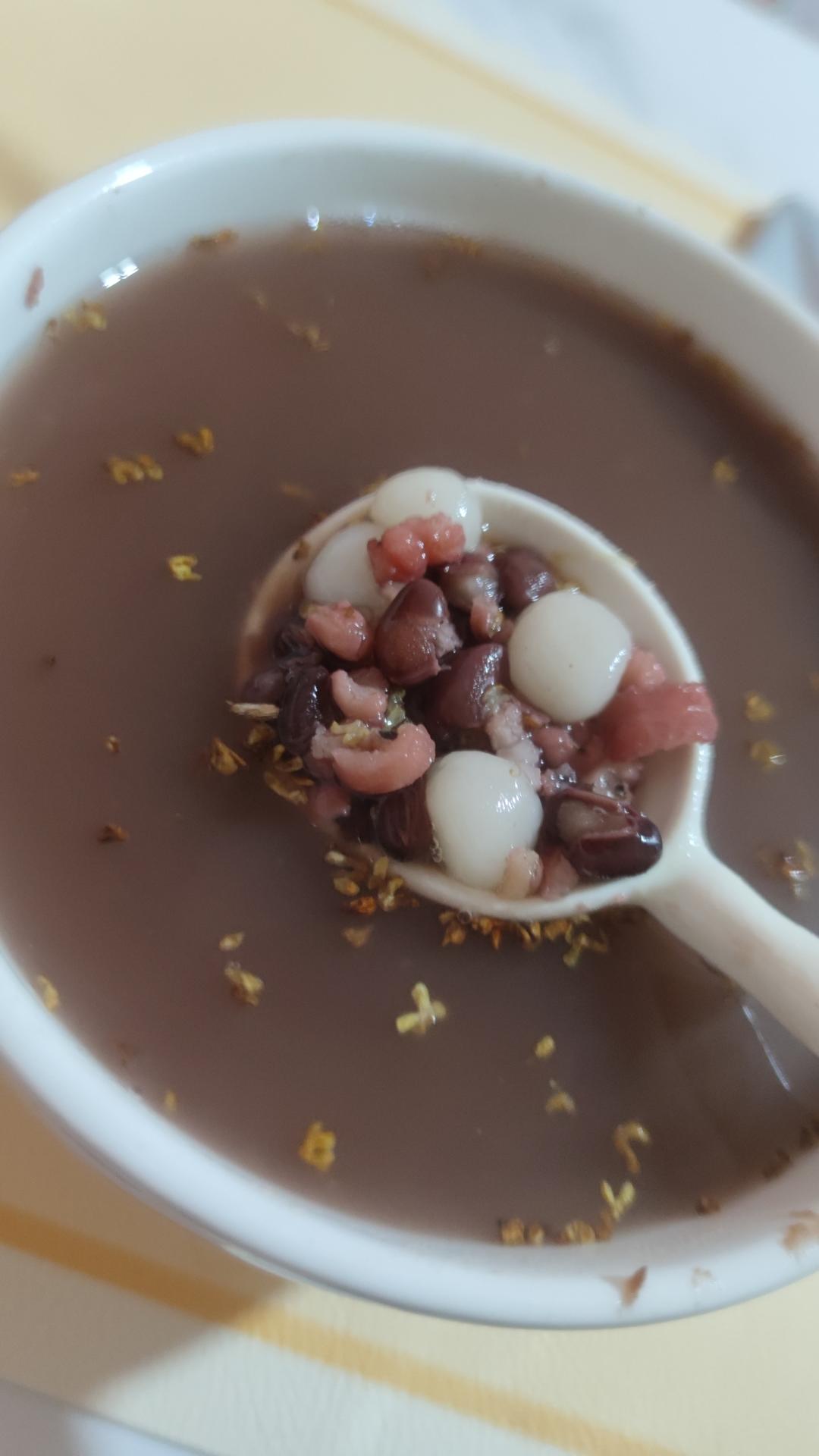 秋日暖胃甜品 | 红豆桂花小丸子🍡