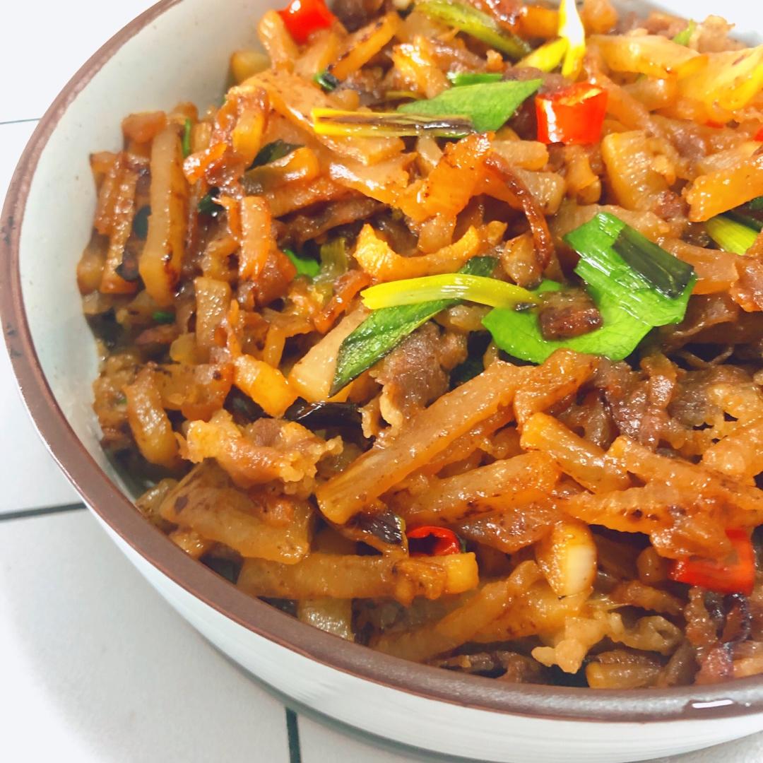 白萝卜丝炒牛肉