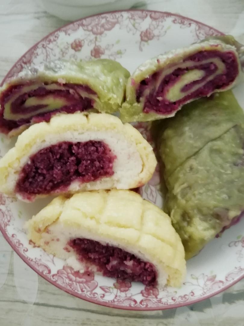 菠菜紫薯包（馒头）