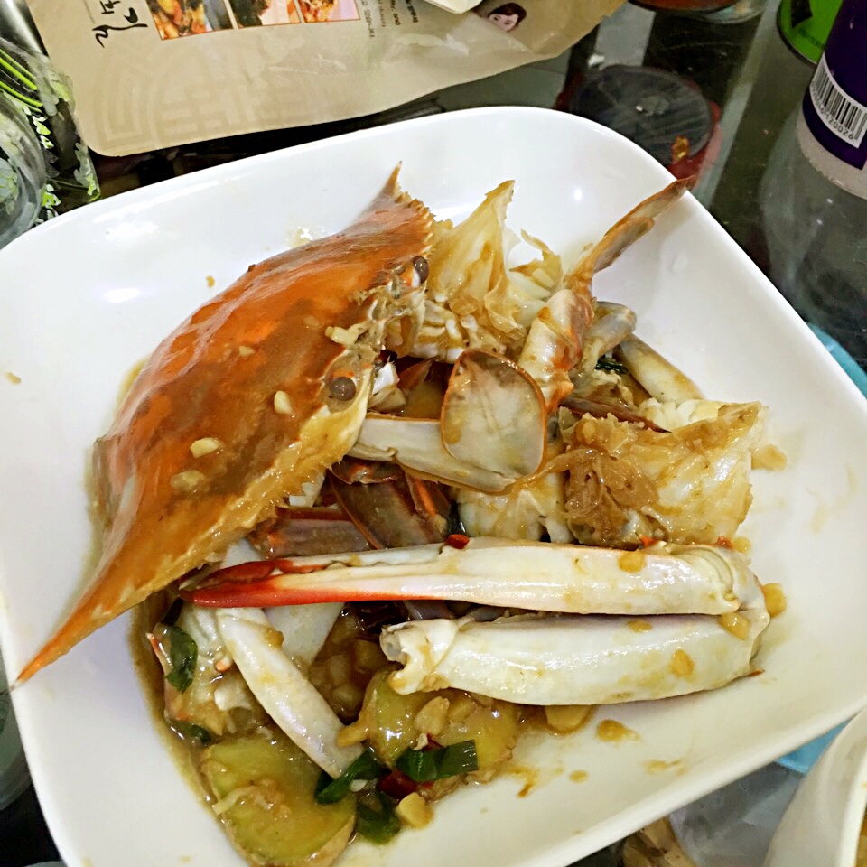 姜葱炒花蟹