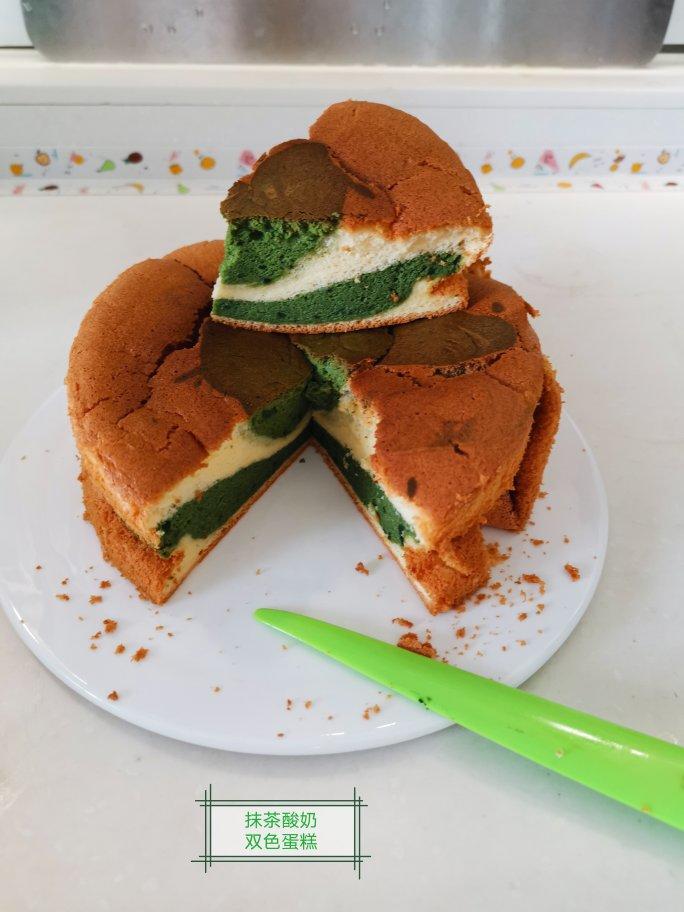 酸奶抹茶双色蛋糕（春天的颜色）