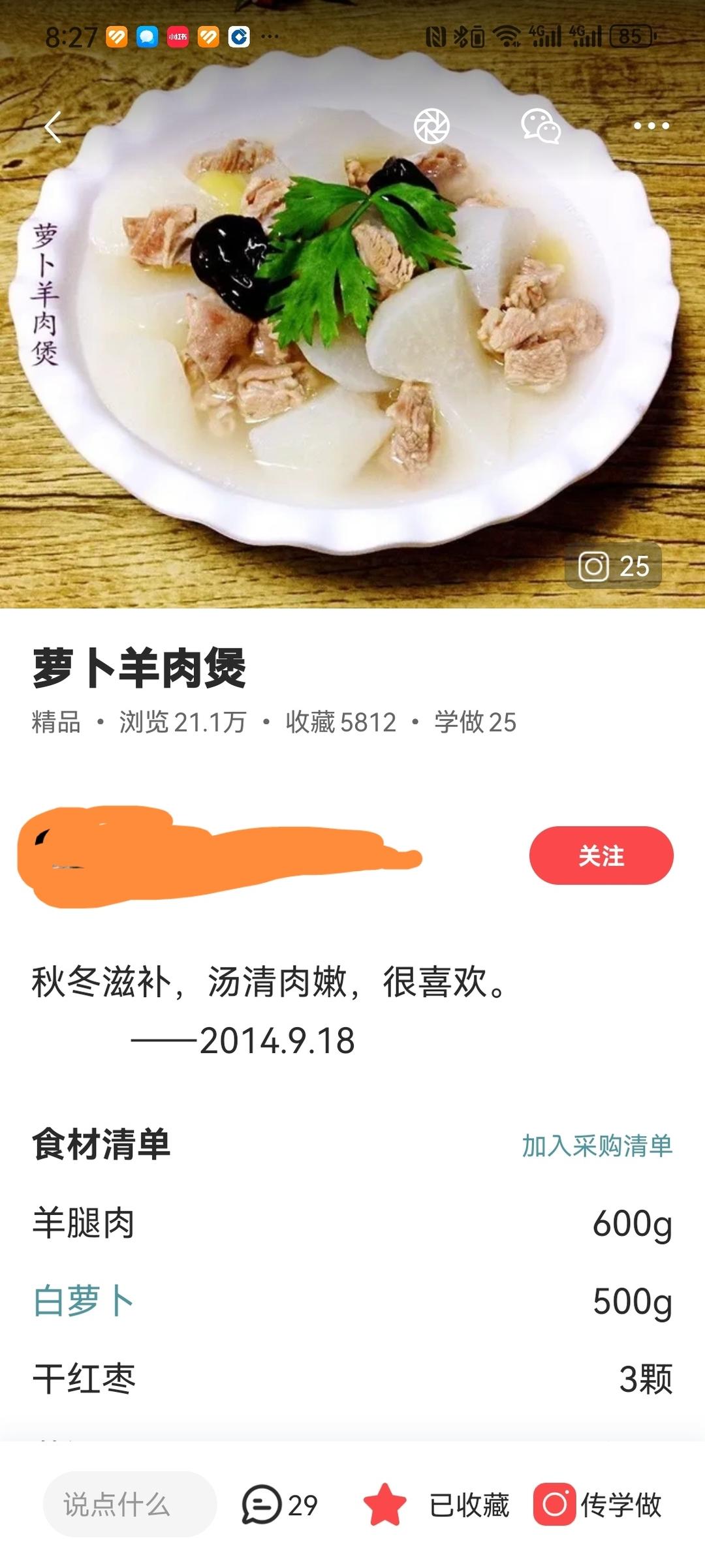 萝卜羊肉煲。的做法
