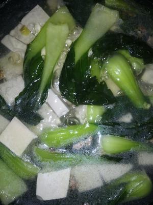 一人食•子姜肉丝 青菜豆腐汤的做法 步骤8