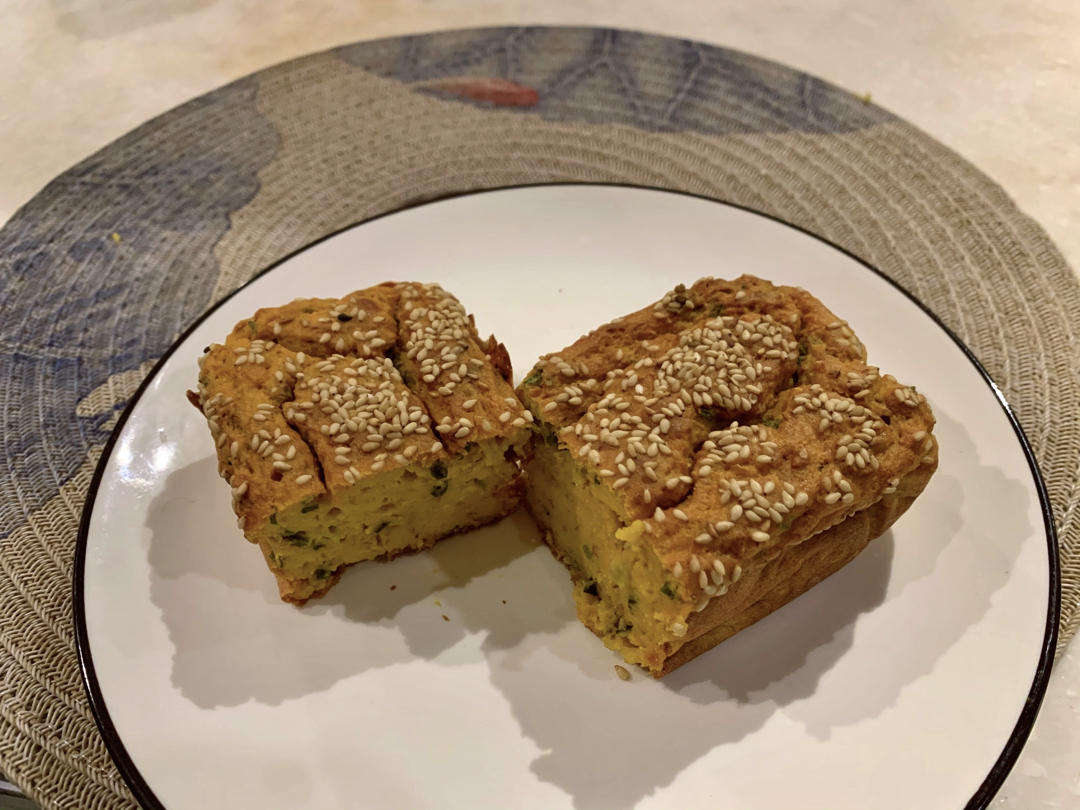 0油糖•免打发㊙️咸蛋黄南瓜肉松磅蛋糕