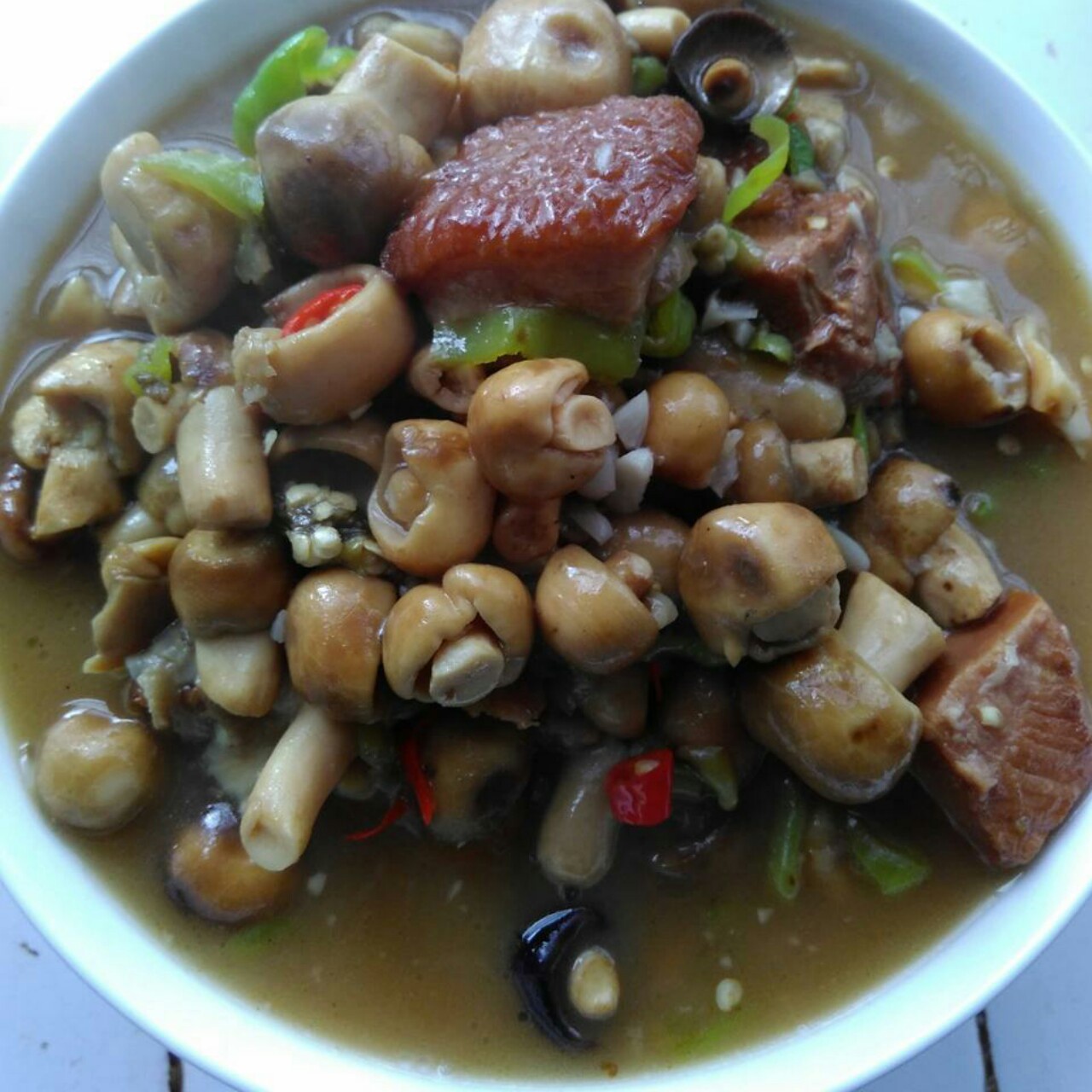 红烧肉炖青头菌