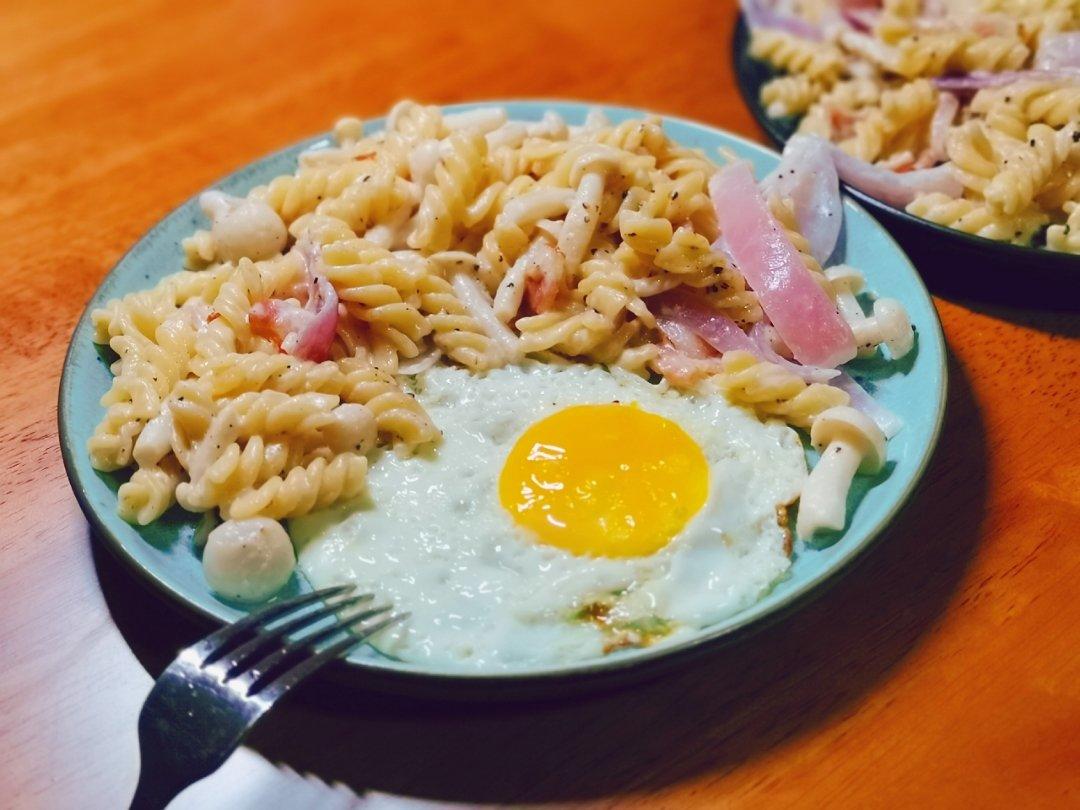 低卡伪白酱奶油培根蘑菇意大利面｜#Healthymeals# 减脂必撸02
