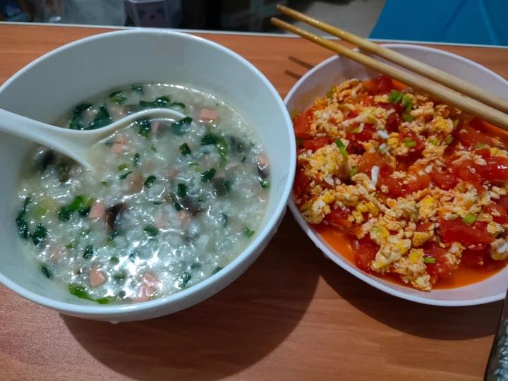 妈妈👩教我做的皮蛋瘦肉粥🥣简单快捷美味😋