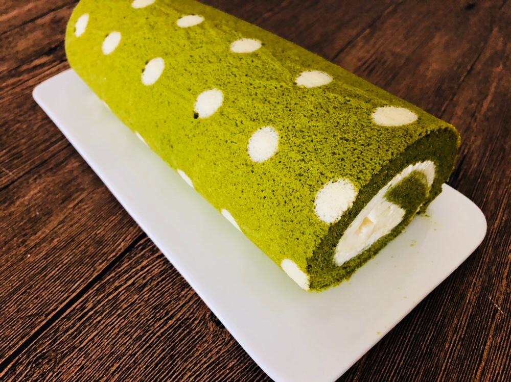 抹茶波点（条纹）蛋糕卷