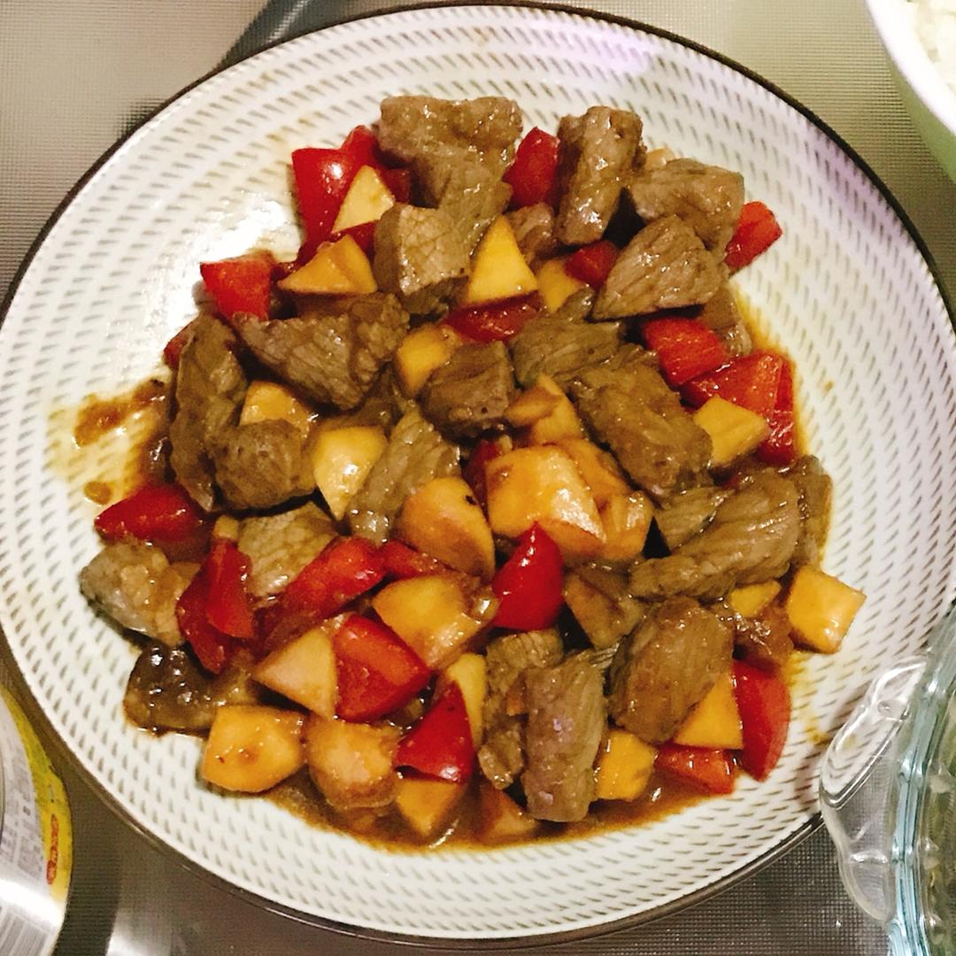 家常菜~杏鲍菇烧牛肉粒