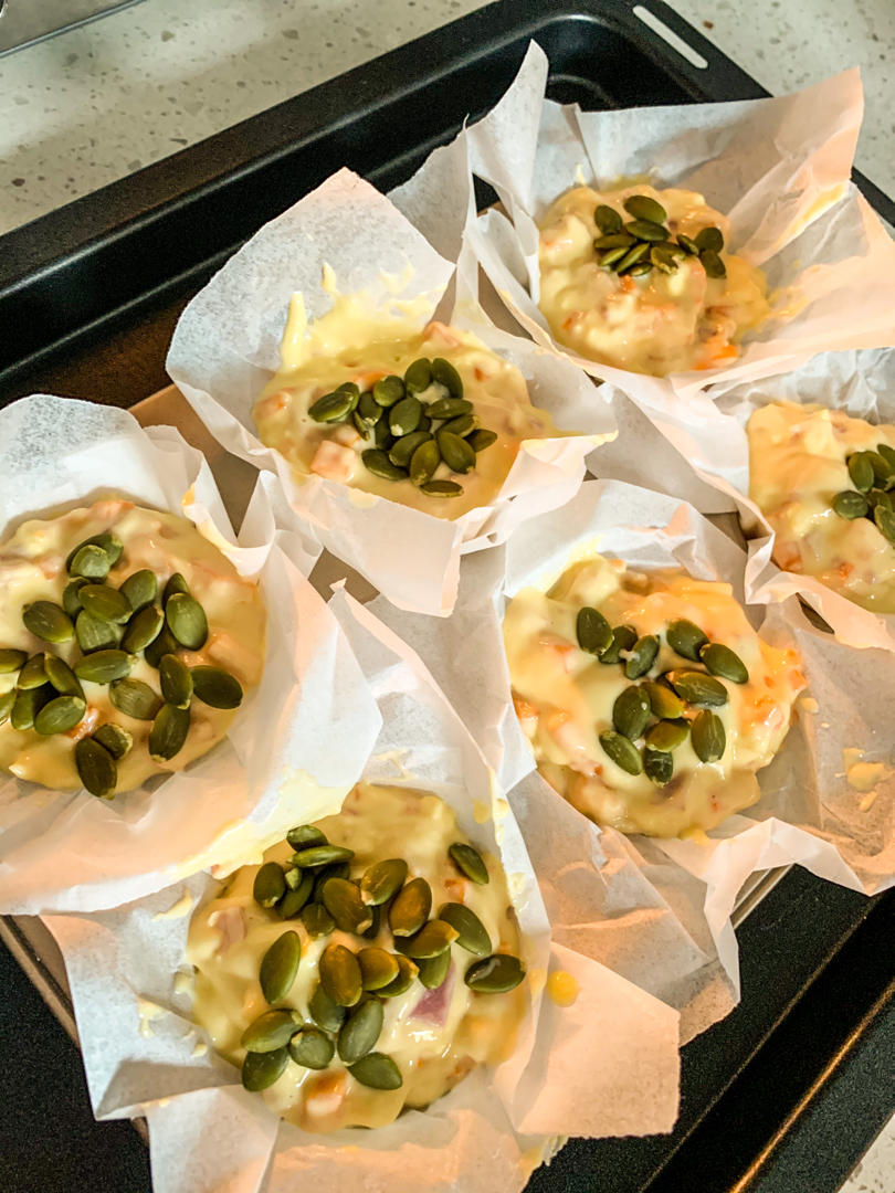 南瓜培根酸奶麦芬（附纸模速成法）——北鼎烤箱食谱