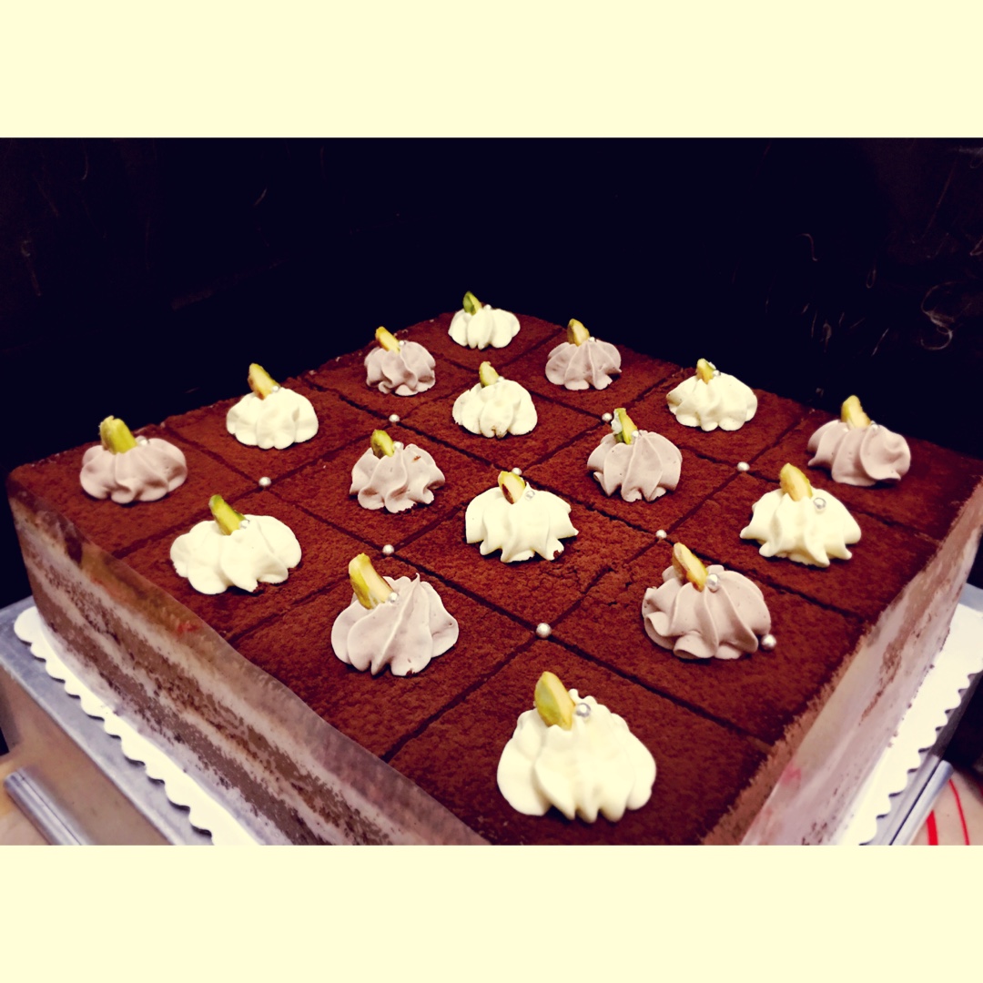 甲猫猫做的巧克力方形慕斯蛋糕