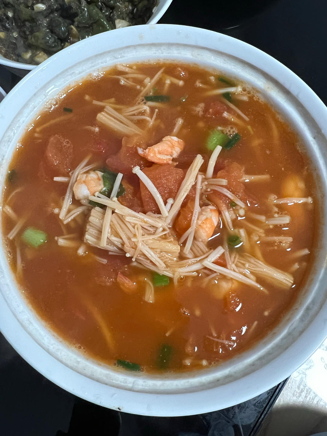低脂健康-西红柿金针菇虾仁汤