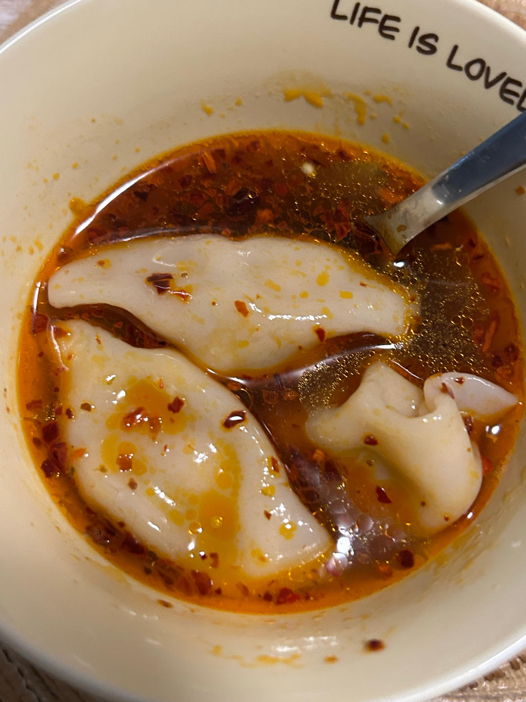 酸辣红油抄手