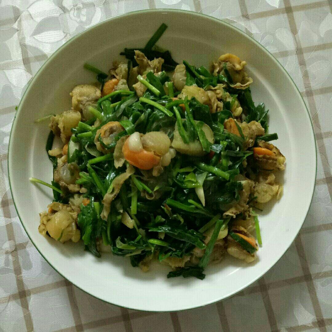 扇贝肉炒韭菜