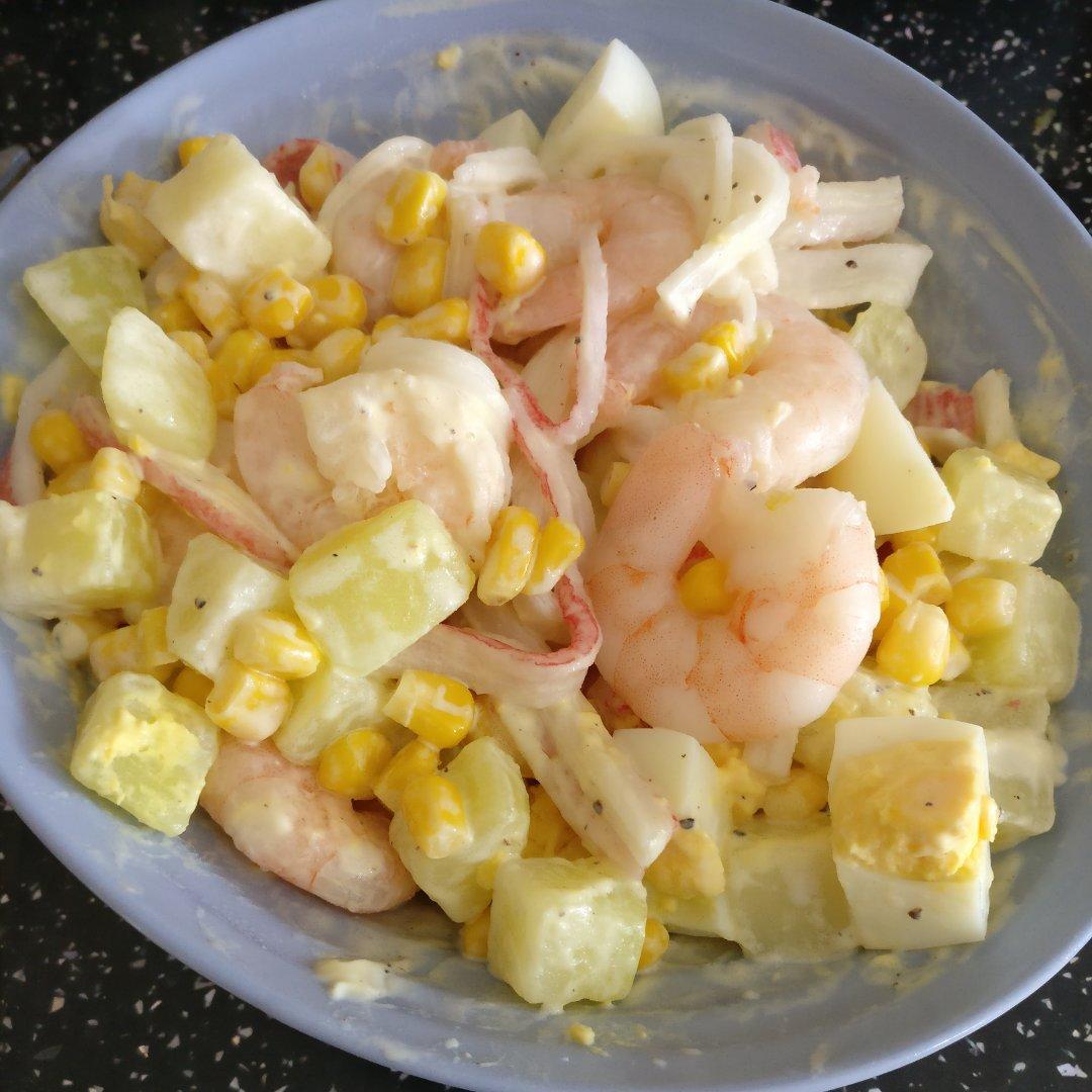 虾仁土豆鸡蛋沙拉🍤懒人低脂餐