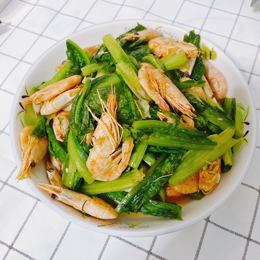 耗油虾仁油麦菜